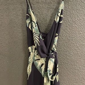 Wide leg tropical leaf jumpsuit